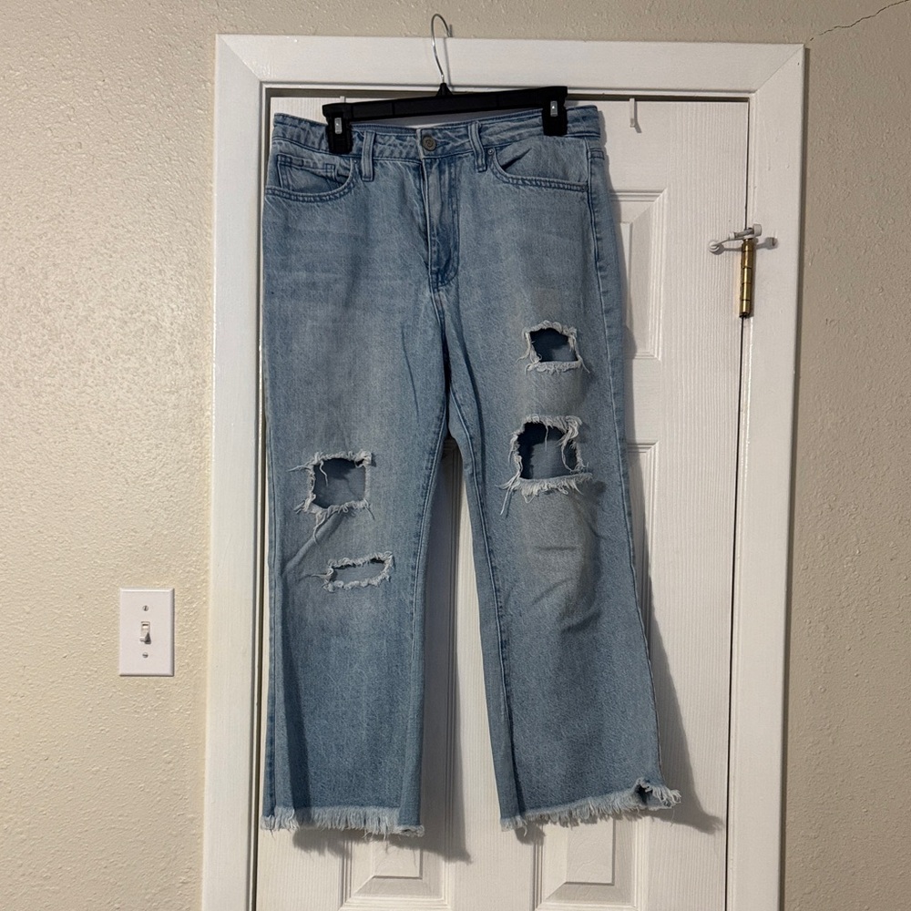 YMI Light Blue Distressed Straight Leg Jeans